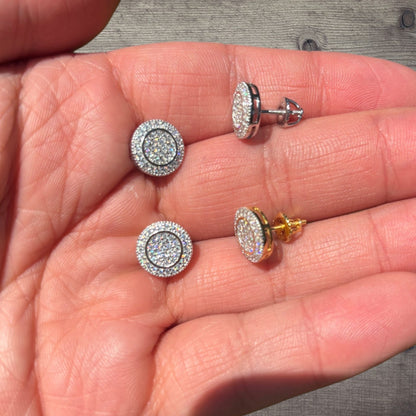 925 Sterling Silver 11mm Round Moissanite or CZ Stud Earrings 2.5ct TW
