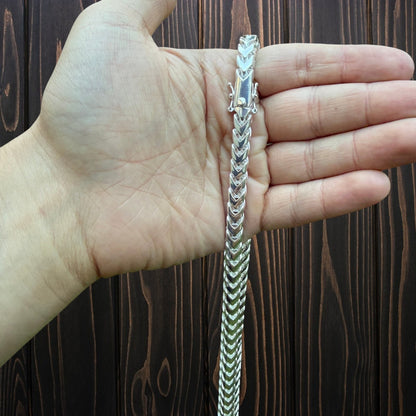 925 Sterling Silver 8mm Box Franco Chain Necklace