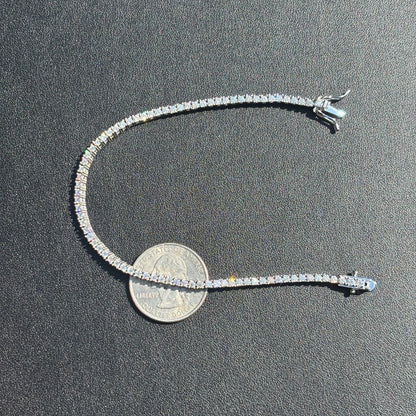 925 Sterling Silver 2mm Tennis Bracelet - CZ Or Moissanite