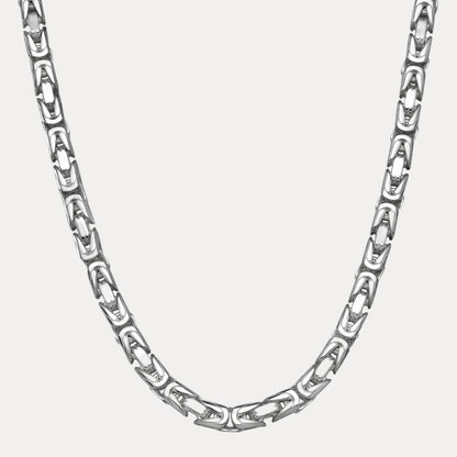 925 Sterling Silver 10mm Byzantine W. Box Clasp Chain Necklace