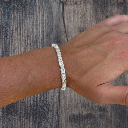 925 Sterling Silver 5mm Byzantine W. Box Clasp Bracelet