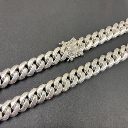 18mm Miami Cuban Chain Necklace - Real Solid 999 Fine Silver HANDMADE IN ITALY