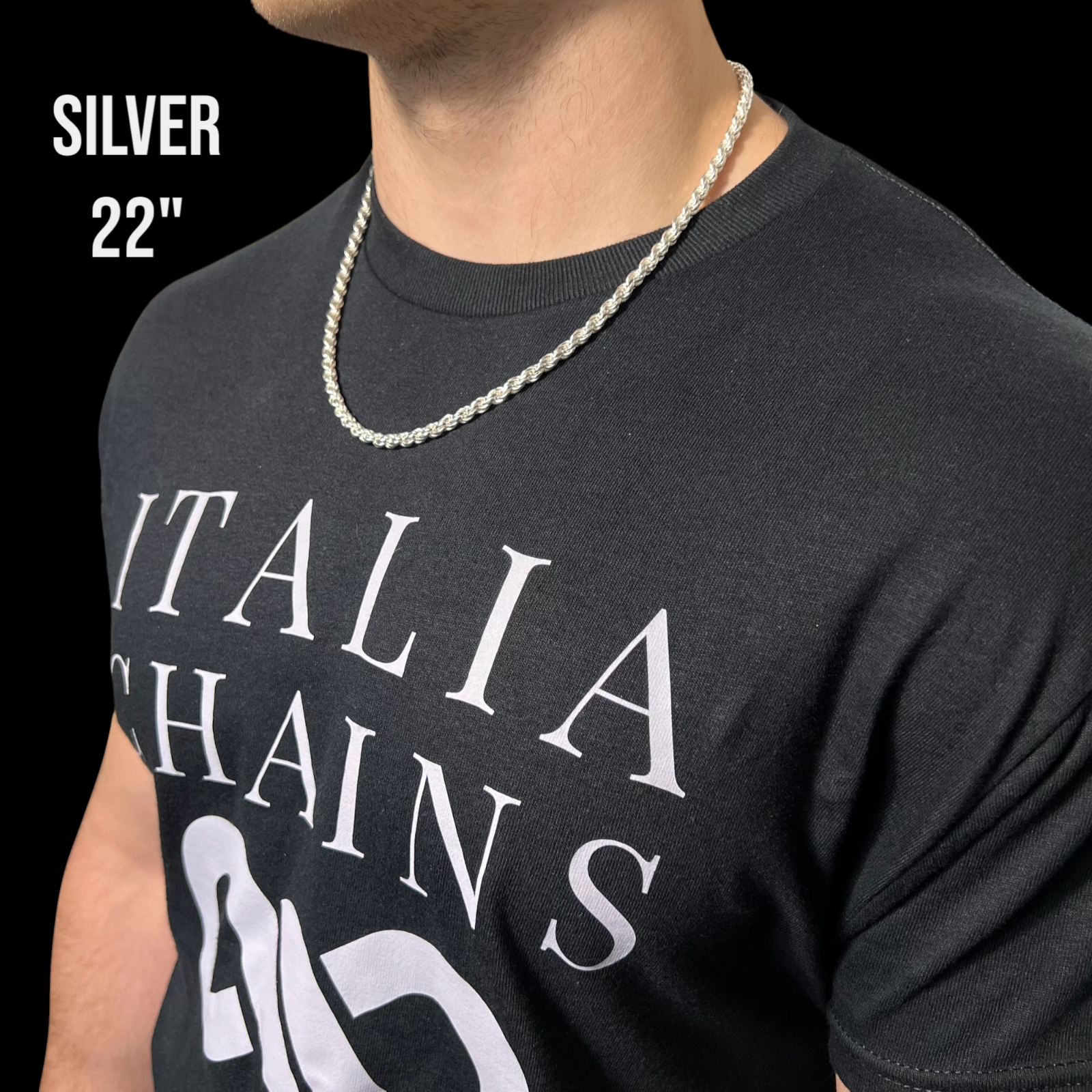 925 Sterling Silver 5mm Diamond Cut Rope Chain Necklace
