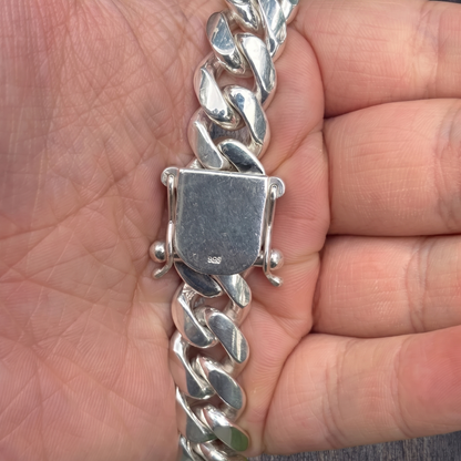 16mm Miami Cuban Chain Necklace - Real Solid 999 Fine Silver HANDMADE IN ITALY