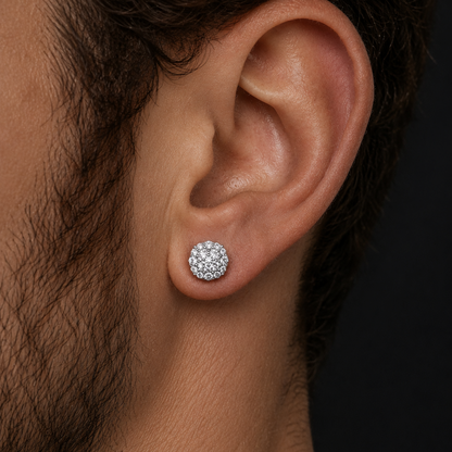 925 Sterling Silver 9mm Cluster Honeycomb Moissanite or CZ Earrings 2ct TW Studs