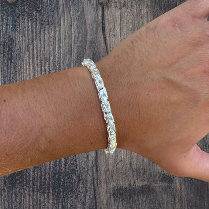 925 Sterling Silver 5mm Byzantine W. Box Clasp Bracelet