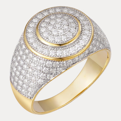 925 Sterling Silver Moissanite Iced Out Round Shaped Ring