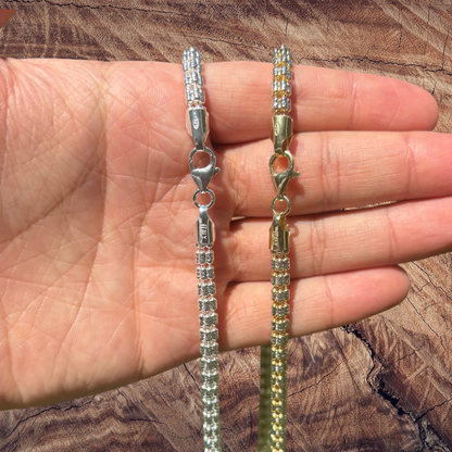 925 Sterling Silver 5-Link Ice Chain Necklace
