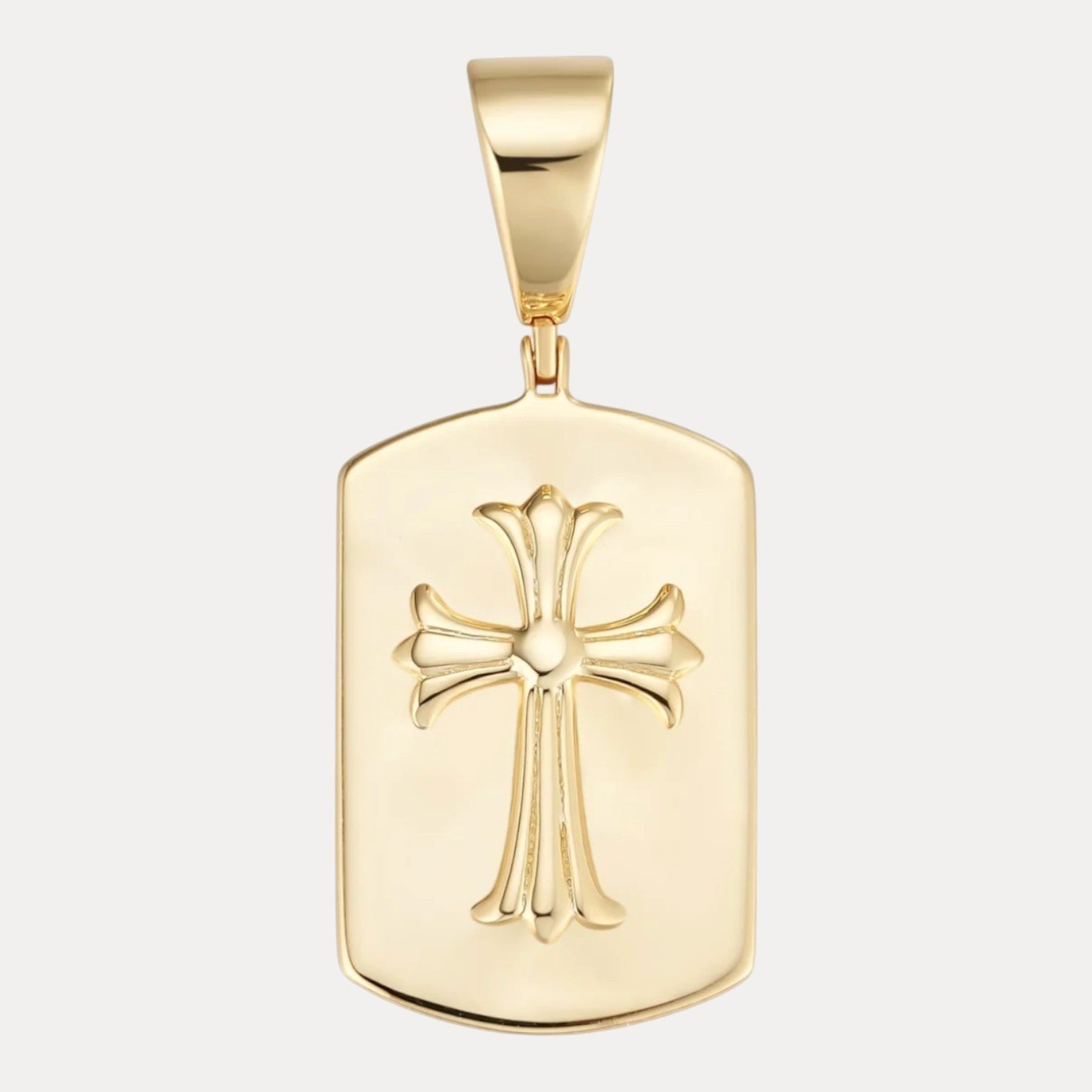 925 Sterling Silver Cross Hearts Dog Tag Pendant - Large