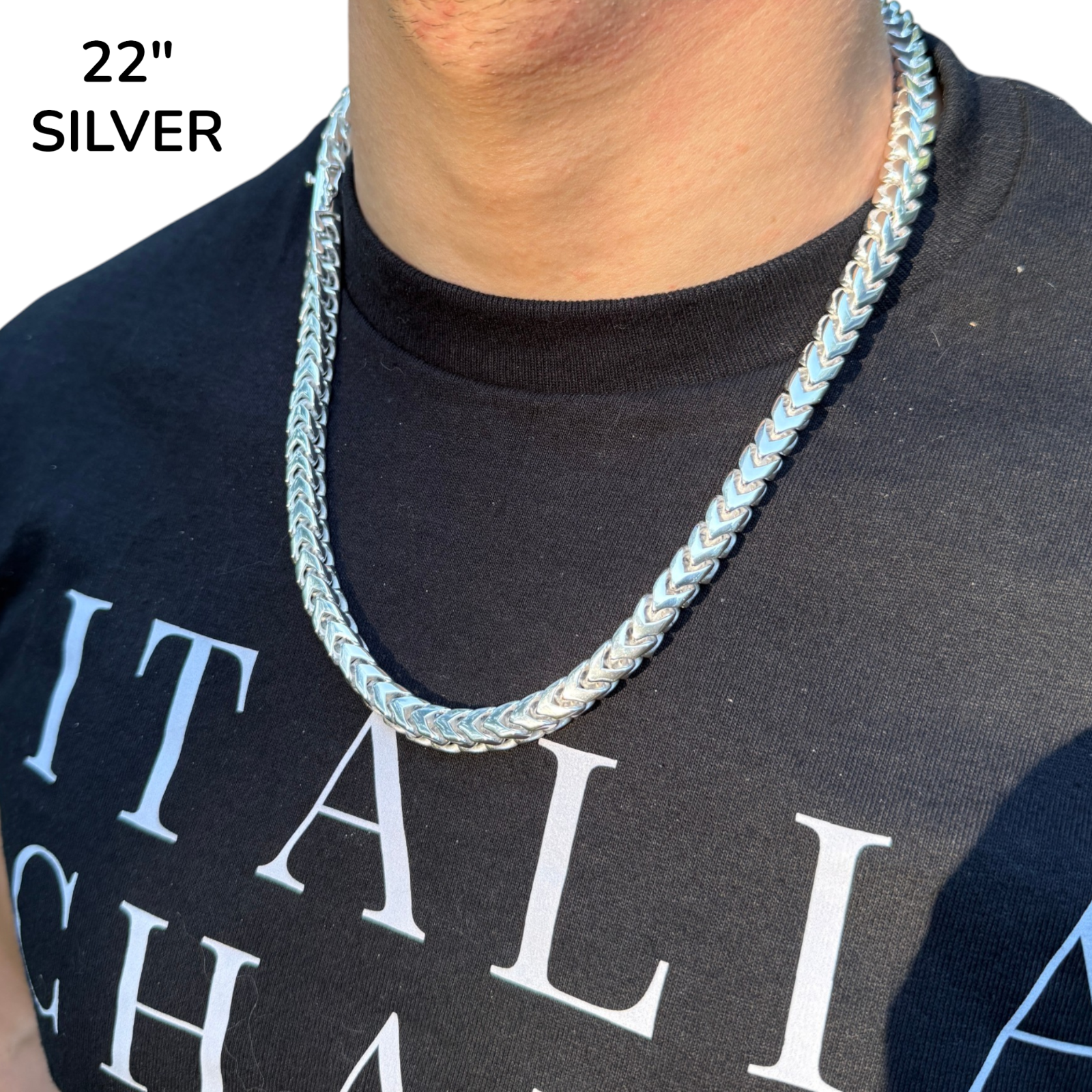 925 Sterling Silver 8mm Box Franco Chain Necklace