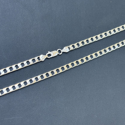 Collier en argent sterling 925 avec chaîne gourmette carrée de 6 mm