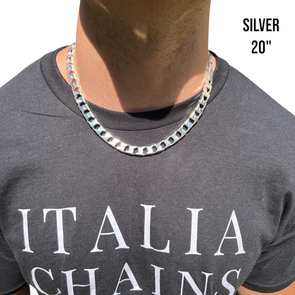 925 Sterling Silver 10mm Square Curb Chain Necklace