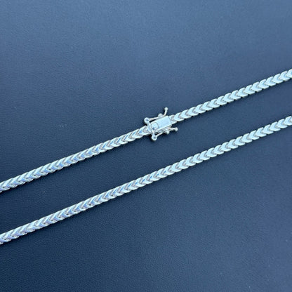 925 Sterling Silver 4mm Box Franco Chain Necklace