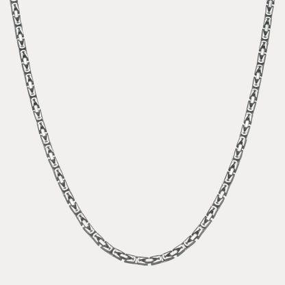 925 Sterling Silver 5mm Byzantine W. Box Clasp Chain Necklace