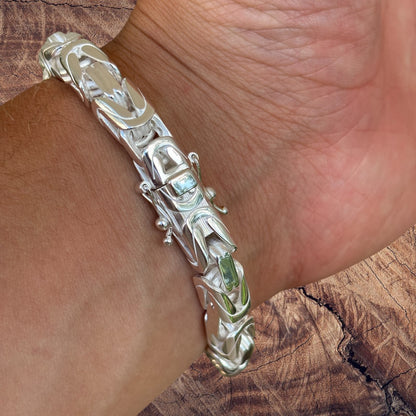 925 Sterling Silver 8mm Byzantine W. Box Clasp Bracelet