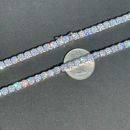 Cadena de tenis de 5 mm en plata de ley 925 con circonita cúbica o moissanita