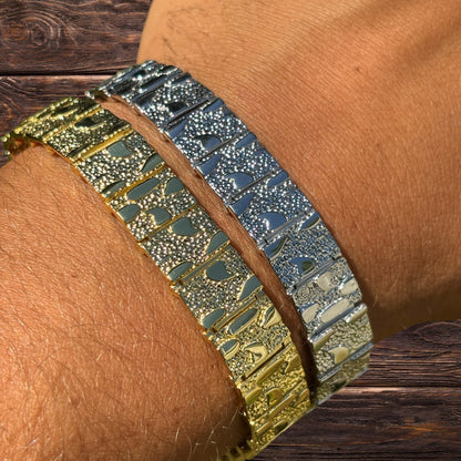 925 Sterling Silver 12mm Custom Nugget Link Bracelet