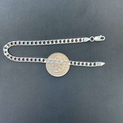 Bracelet gourmette carré en argent sterling 925 de 4 mm 