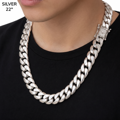 16mm Miami Cuban Chain Necklace - Real Solid 999 Fine Silver HANDMADE IN ITALY