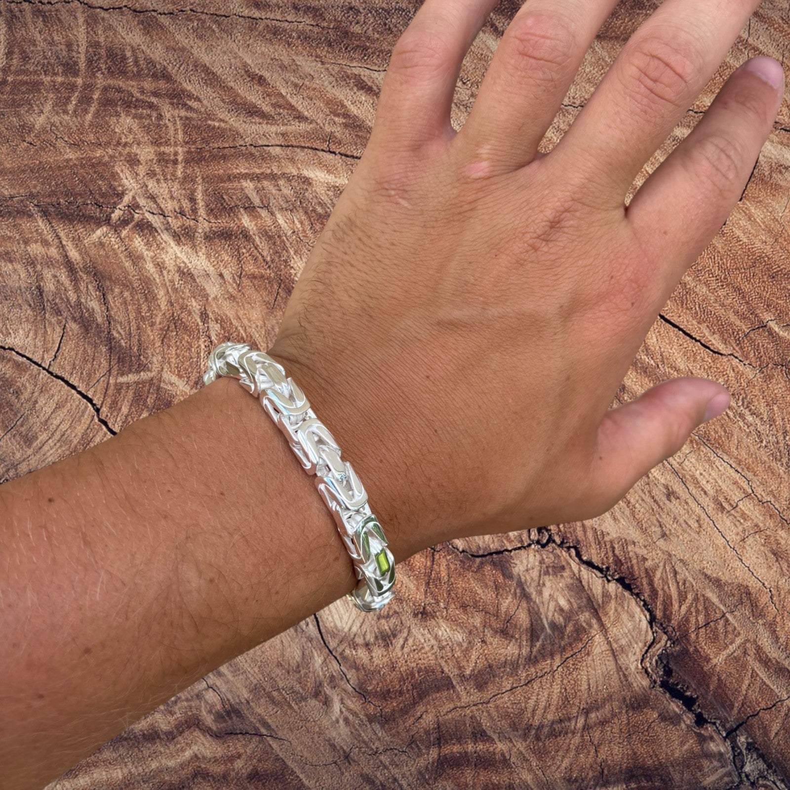 Men's 8mm Byzantine Stainless Steel Bracelet - Gold Plated, 8 Inches, Lobster Clasp