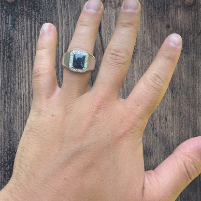 925 Sterling Silver Blue Sapphire Stone Ring With Moissanite