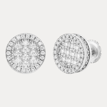 925 Sterling Silver 10.5mm Round 3D Cluster Moissanite or CZ Stud Earrings 2.5ct TW