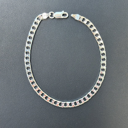 Bracelet gourmette carré en argent sterling 925 de 4 mm 