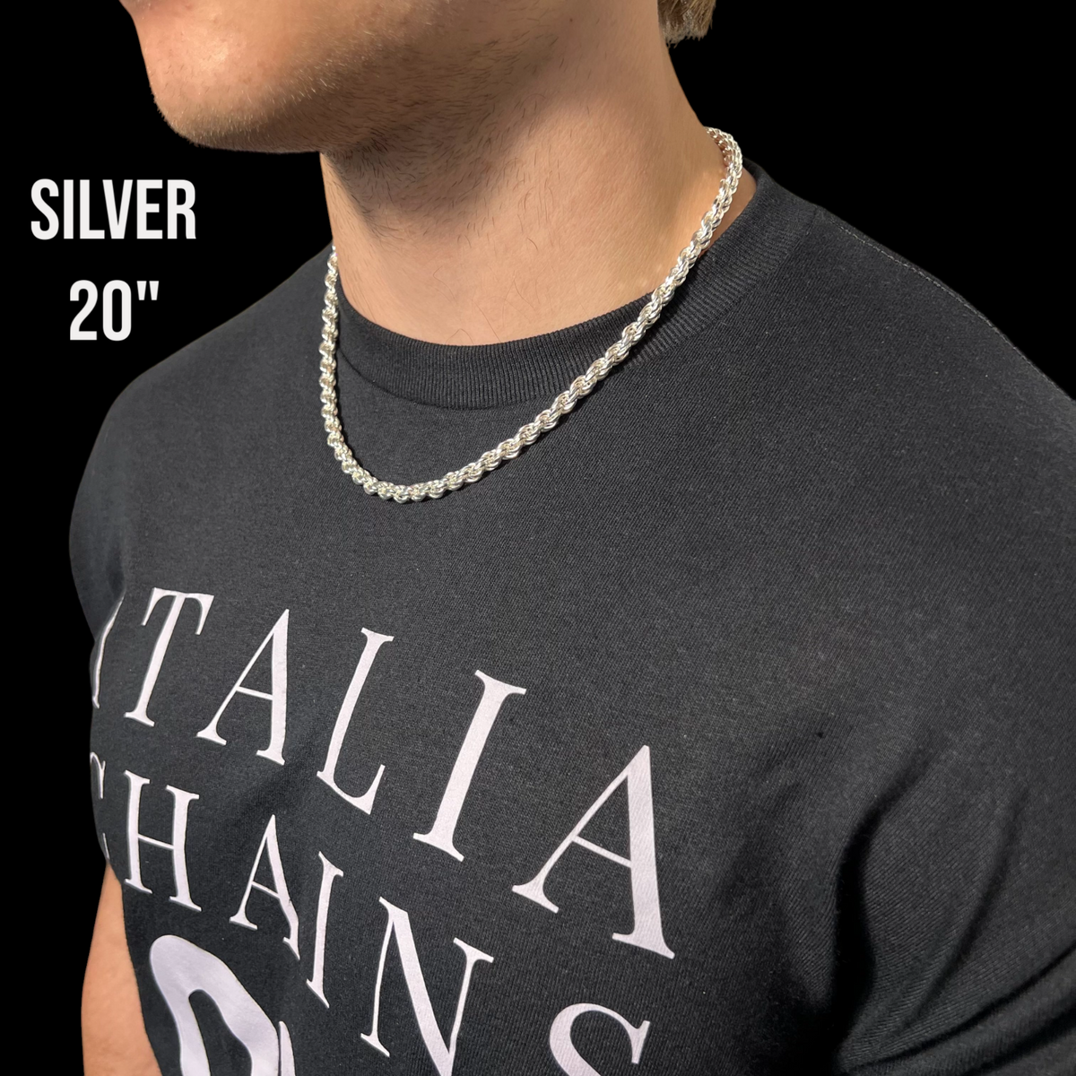 6mm Diamond Cut Rope Chain Necklace - 925 Sterling Silver – ITALIA Chains
