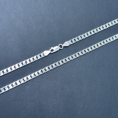 Collier en argent sterling 925 avec chaîne gourmette carrée de 4 mm 