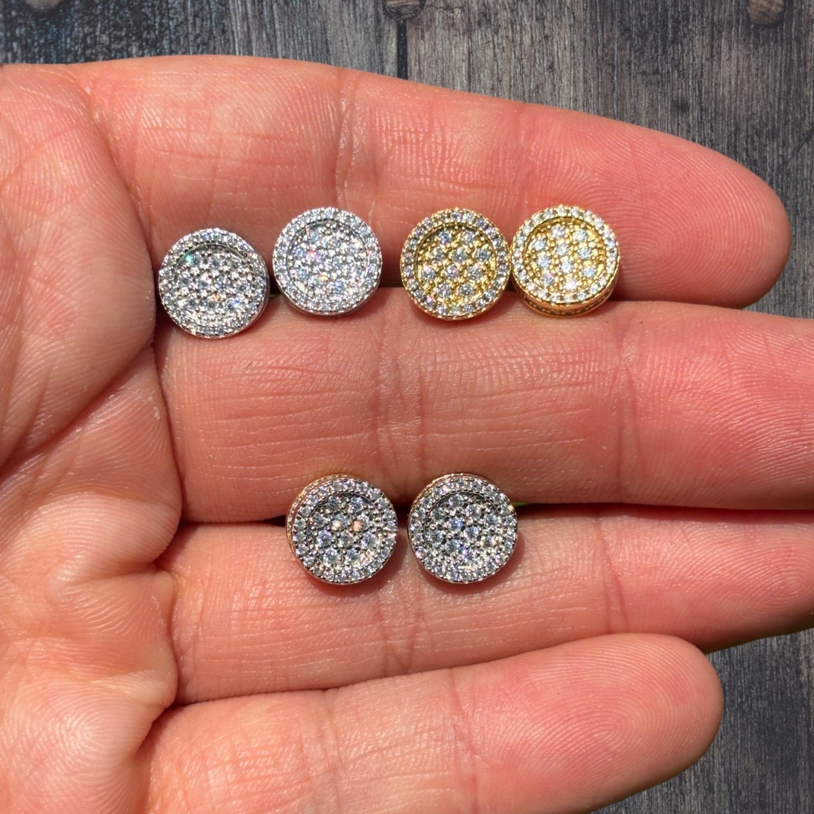 925 Sterling Silver 10.5mm Round 3D Cluster Moissanite or CZ Stud Earrings 2.5ct TW