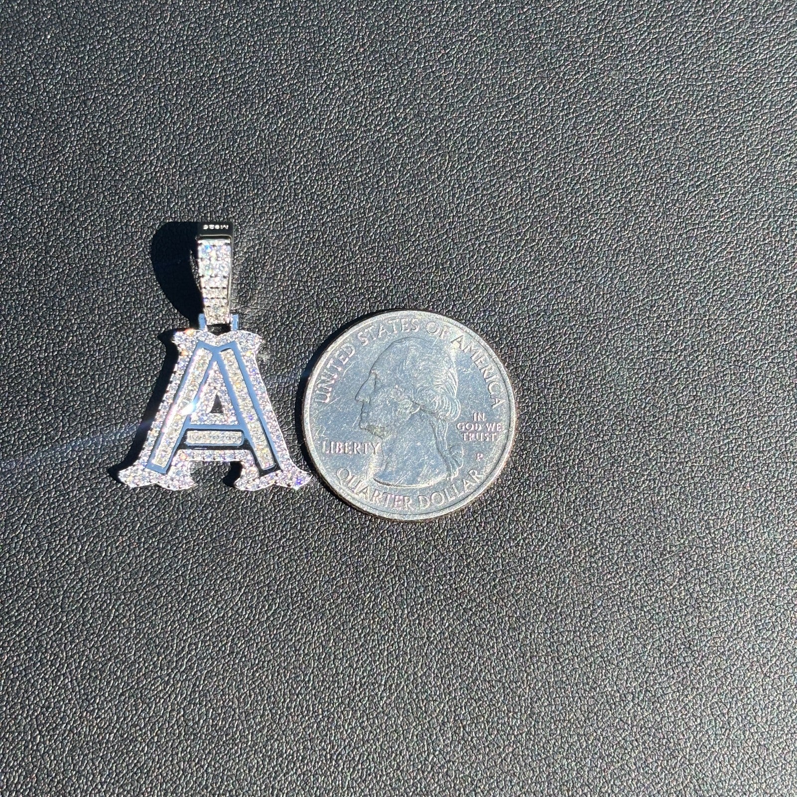 925 Sterling Silver Baguette Letter Pendant With Moissanite