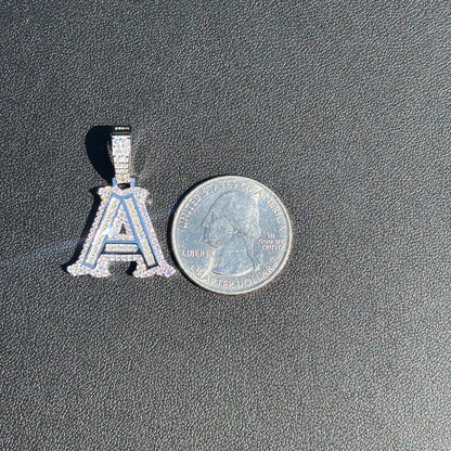 925 Sterling Silver Baguette Letter Pendant With Moissanite