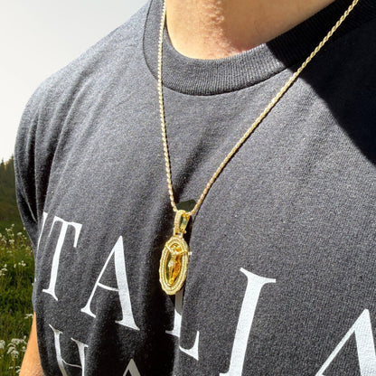 925 Sterling Silver Jesus Medallion Pendant With Moissanite