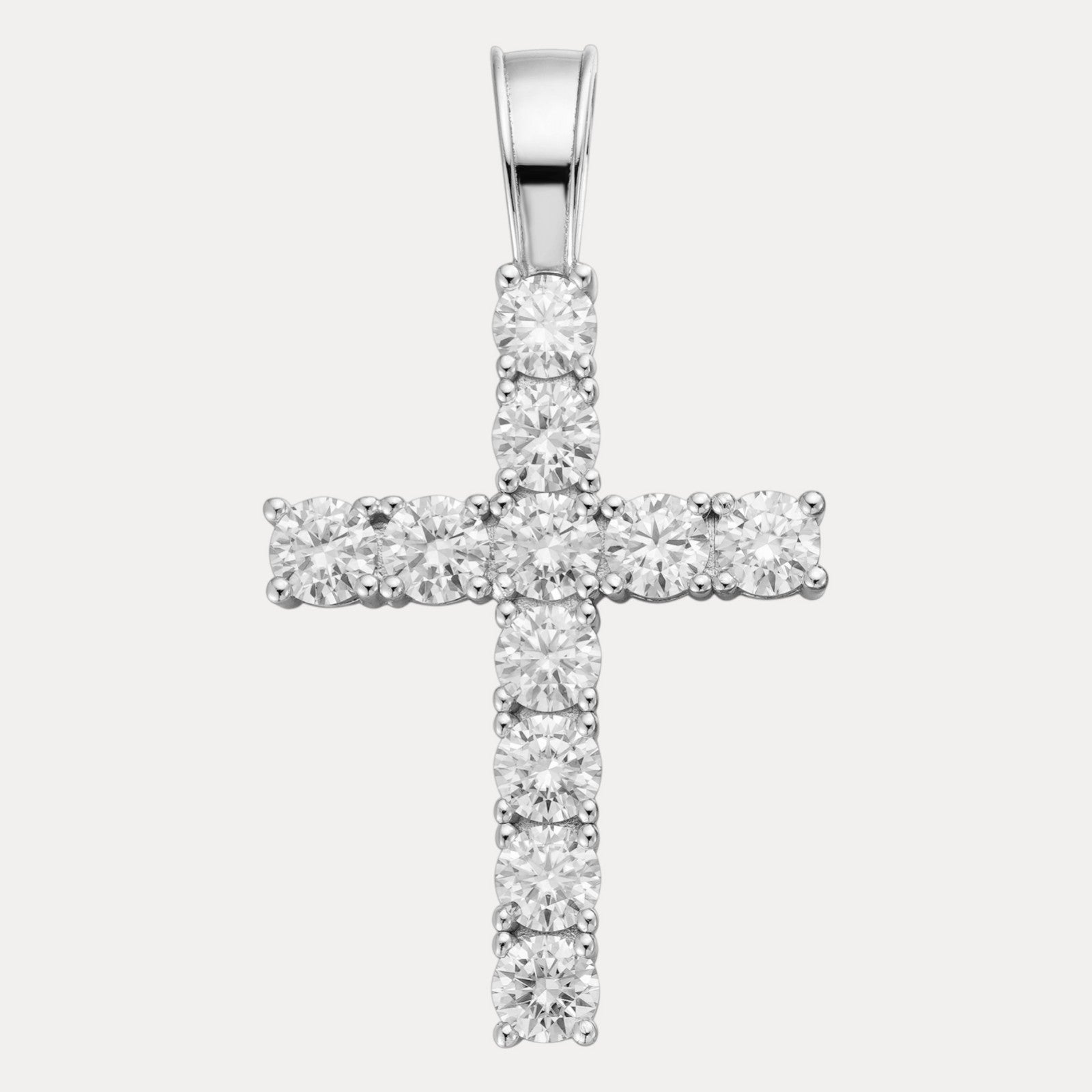 925 Sterling Silver Small Tennis Cross Pendant With Moissanite - X-Large