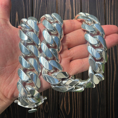 999 Fine Silver 28mm Miami Cuban Chain Necklace