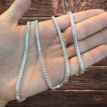 925 Sterling Silver 4mm Box Franco Chain Necklace