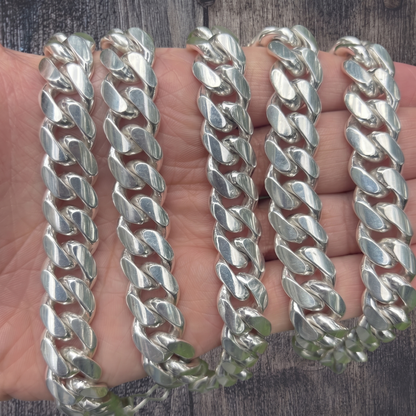 16mm Miami Cuban Chain Necklace - Real Solid 999 Fine Silver HANDMADE IN ITALY