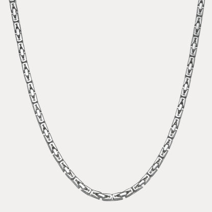 925 Sterling Silver 6mm Byzantine W. Box Clasp Chain Necklace
