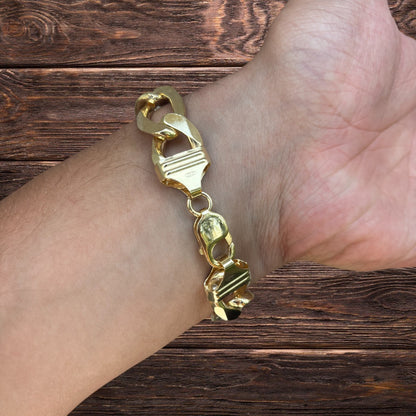Bracelet Figaro en argent sterling 925 de 15 mm