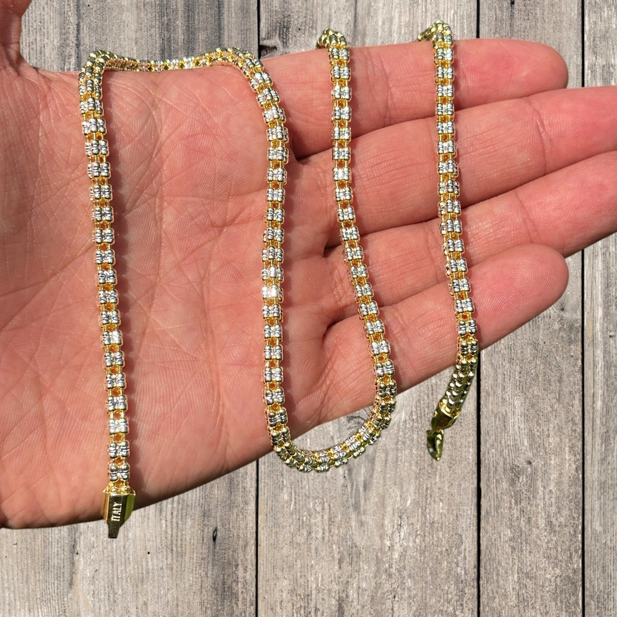 925 Sterling Silver 4-Link Ice Chain Necklace