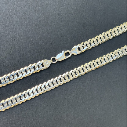 Collier à double chaîne gourmette de 8 mm en argent sterling 925