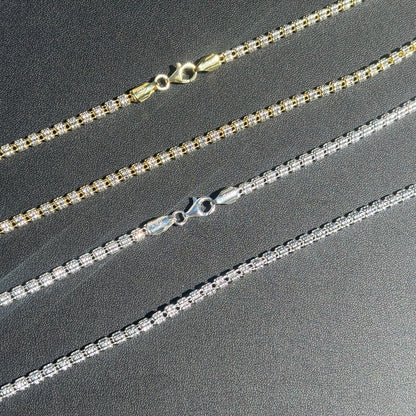 925 Sterling Silver 3-Link Ice Chain Necklace