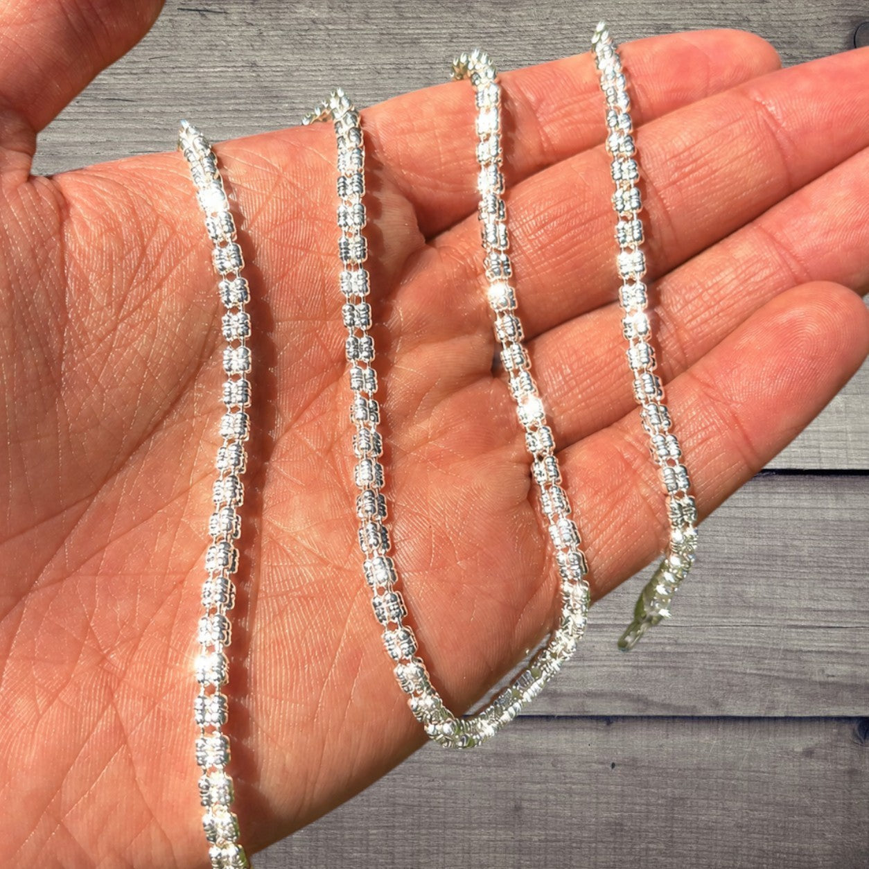 925 Sterling Silver 3-Link Ice Chain Necklace