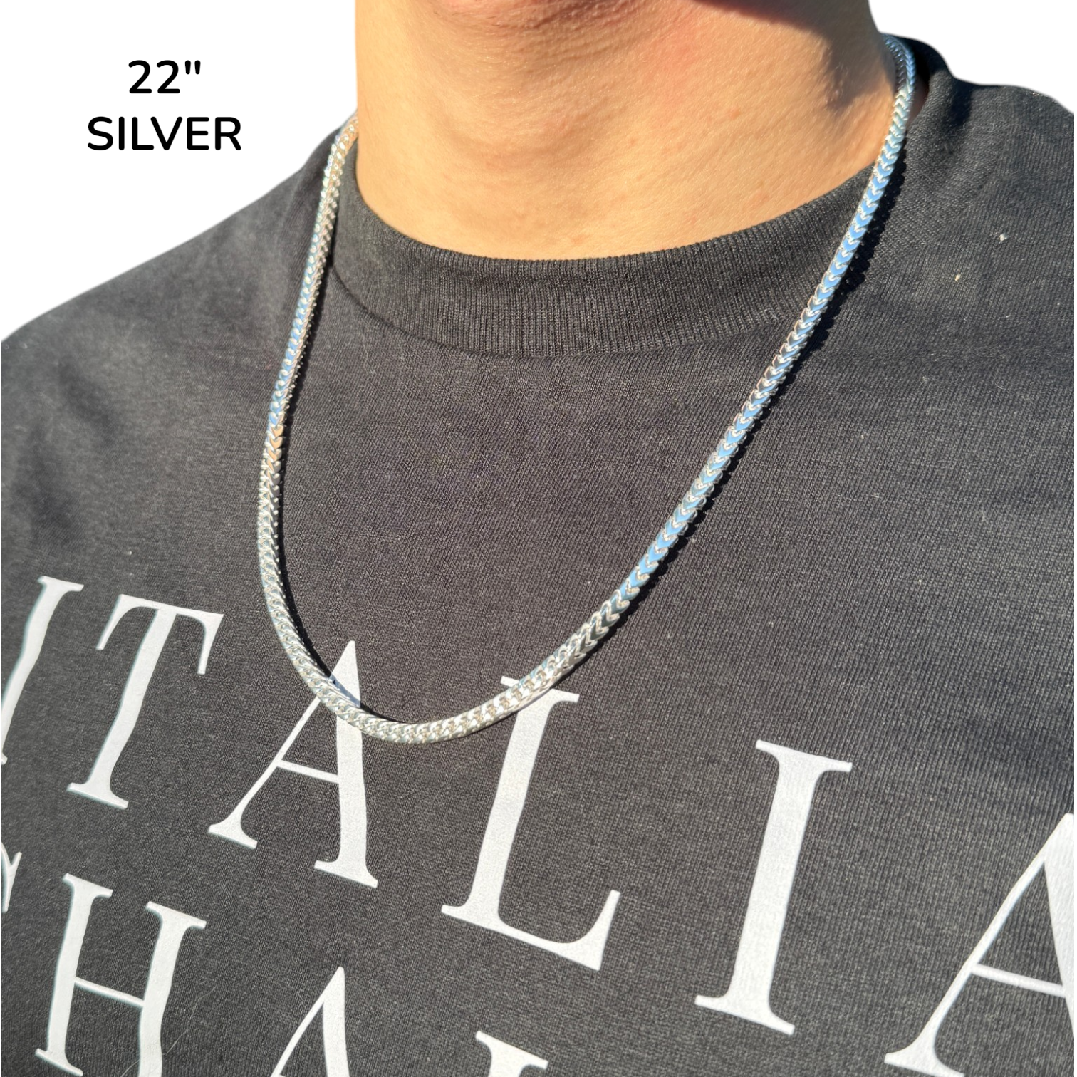 925 Sterling Silver 4mm Box Franco Chain Necklace