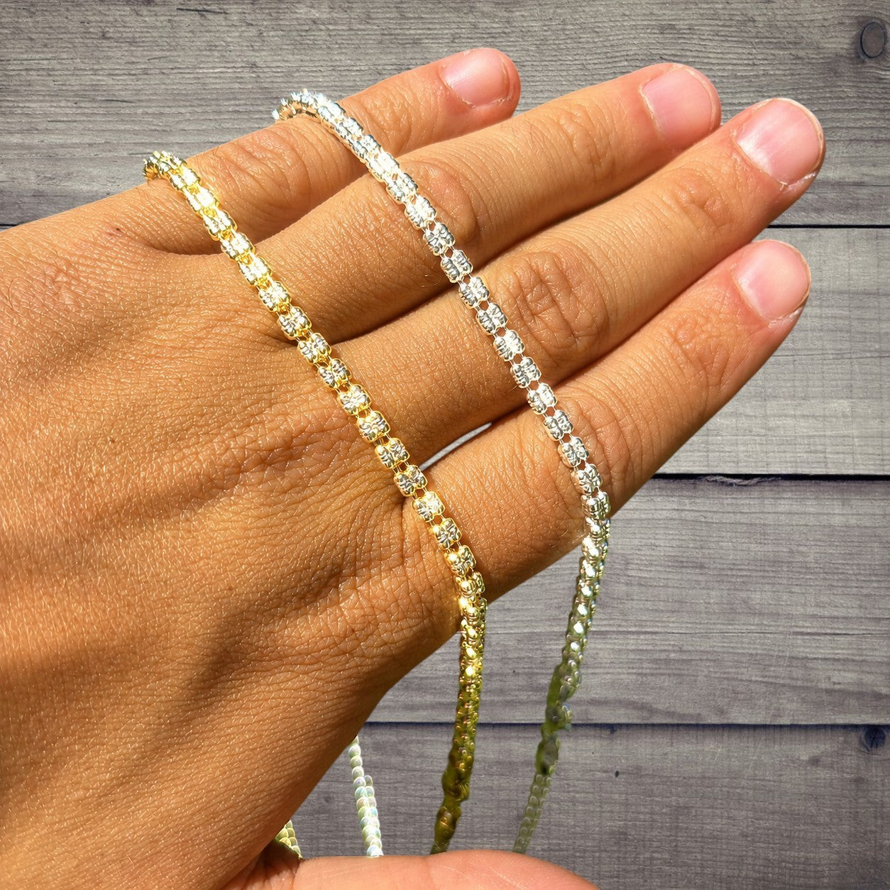 925 Sterling Silver 3-Link Ice Chain Necklace