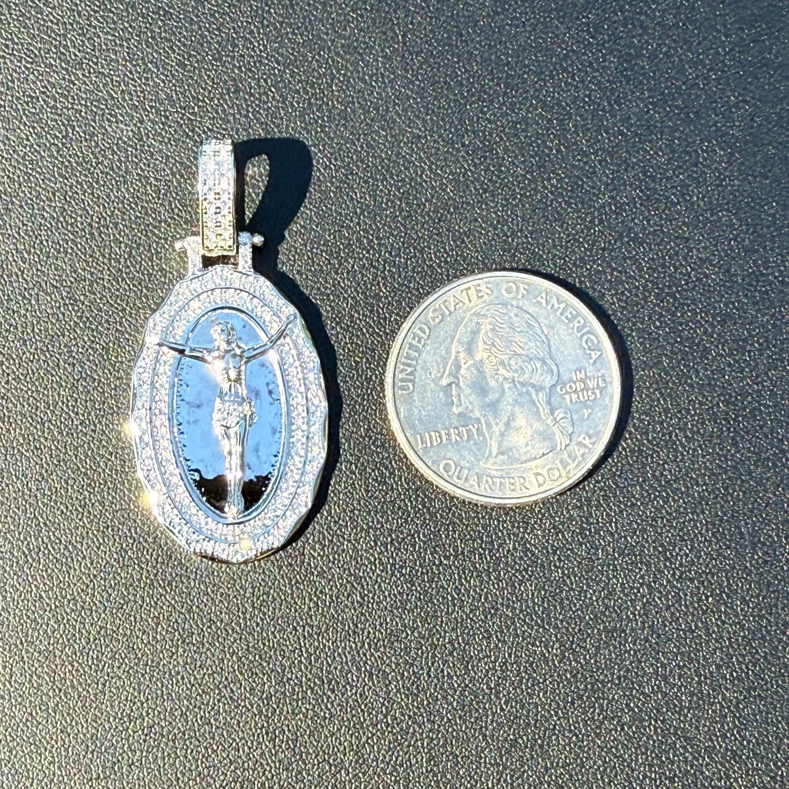 925 Sterling Silver Jesus Medallion Pendant With Moissanite