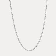 925 Sterling Silver 4mm Flat Curb Cuban Chain Necklace - Silver / 16"