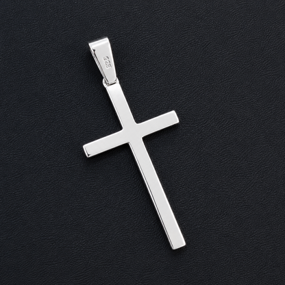 925 Sterling Silver Large Plain Classic Cross Pendant