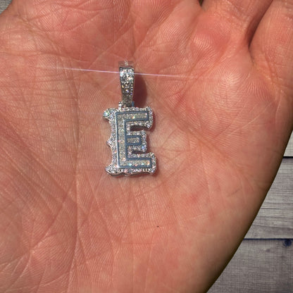 925 Sterling Silver Baguette Letter Pendant With Moissanite