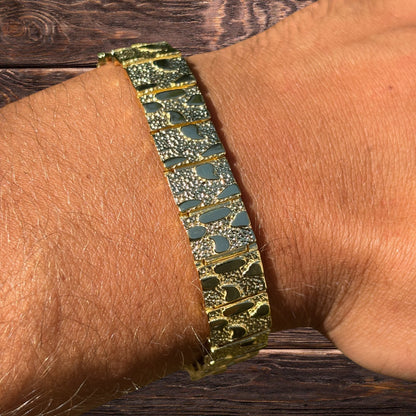 925 Sterling Silver 12mm Custom Nugget Link Bracelet